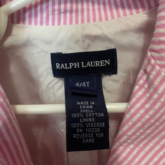 Ralph Lauren Toddler Girl Old Money Seersucker Blazer Pink Stripes size 4/4T - Picture 12 of 12